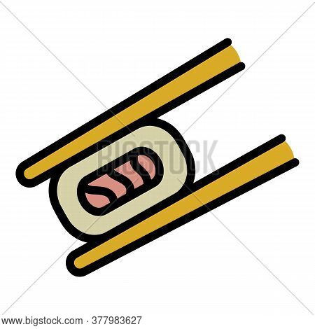 Sushi Roll Bamboo Sticks Icon. Outline Sushi Roll Bamboo Sticks Vector Icon For Web Design Isolated 
