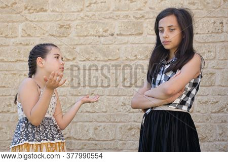 Two Girls Who Have Fallen Out Being Upset With Each Other In Witney, Oxfordshire In The Uk On The 16