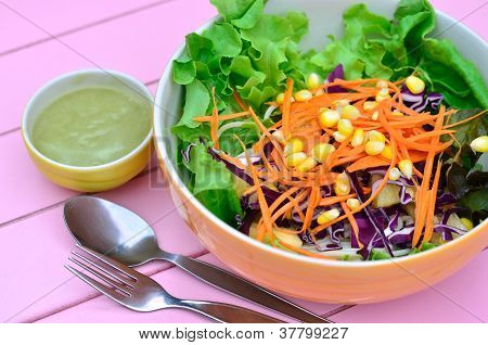 Nærbillede af vegetabilske salat