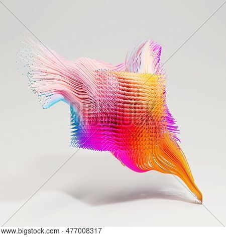 Abstract Colorful Curves Forming 3d Motion Shape. Futuristic Colorful 3d Render Background