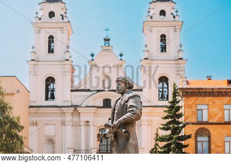 Minsk, Belarus - July 1, 2021: Statue Of The Mayor With The Key And A Royal Charter In The Hands Sym