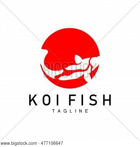 Koi Fish Logo Design, Chinese Lucky And Triumph Ornamental Fish Vector, Company Brand Gold Fish Icon