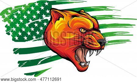 Vector Illustration Of Puma With American Flag