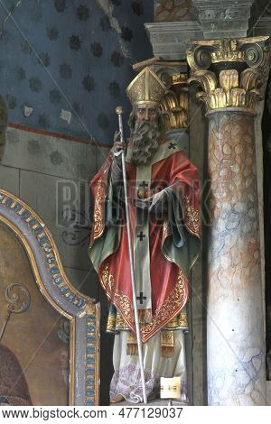 Zumberak, Croatia - July 12, 2012: Saint Nicholas, Statue On The High Altar In The Saint Nicholas Ch