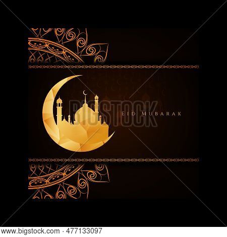 Eid Mubarak. Islamic Background Illustration. Eid Mubarak Banner. Greeting Card Design For Muslim Co