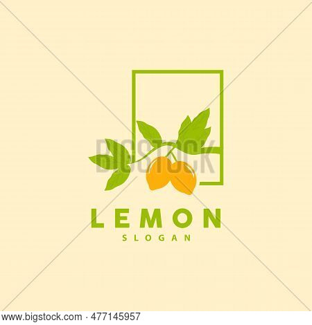 Lemon Logo, Luxurious Elegant Minimalist Design, Lemon Fresh Fruit Vector For Juice, Illustration Te