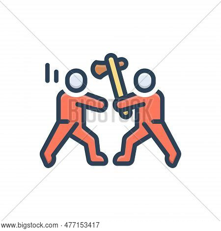 Color Illustration Icon For Enemies Adversary Opposing Rival Enemy Attack Assault Invasion Onslaught