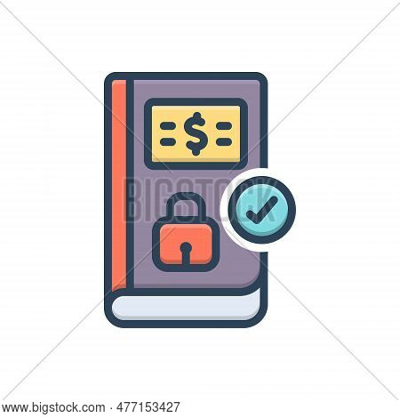 Color Illustration Icon For Certain Security Book Absolutely Sure Fixed Confirmed