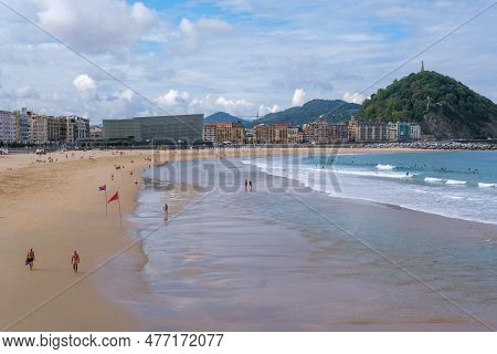 Donostia-san Sebastian, Spain - 15 September 2022: Urgull Mount And Old San Sebastian City