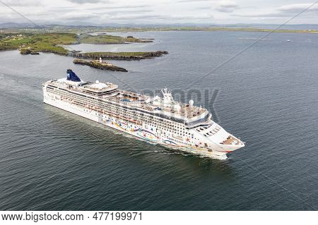 Killybegs, Ireland - May 16 2023: The Norwegian Star Leaving After Visiting Killybegs