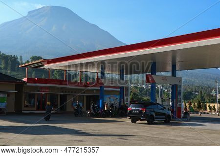 Wonosobo, Indonesia - April 5, 2023: Pertamina Gas Station. Which Provides Biodiesel Fuel, Pertamax,