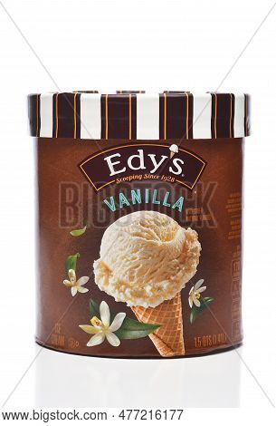 Irivne, California - 03 June 20223: A Carton Of Vanilla Ice Crean From Edys.