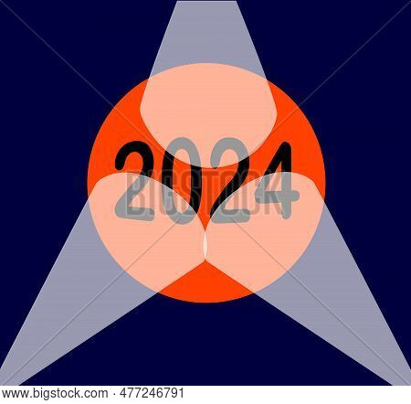A Spotlit Globe With The Year 2024 In Large Numbers.