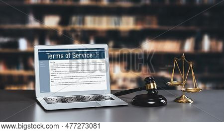 Online Term Of Service Conditions Showing Astute Rules And Regulations In Using The Website On A Lap