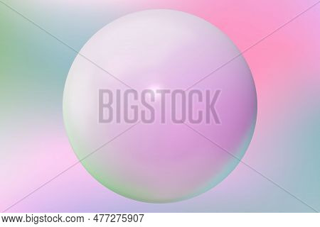 3d Plastic Abstract Light Mint, Pink Banner. Blurred Saturated Gradient Background With Pearl. 3d Gl