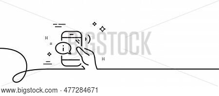 Call Center Service Line Icon. Continuous One Line With Curl. Phone Support Sign. Feedback Info Symb