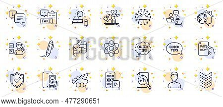 Outline Set Of Phone Pay, Headshot And Map Line Icons For Web App. Include Hold Document, Work Home,