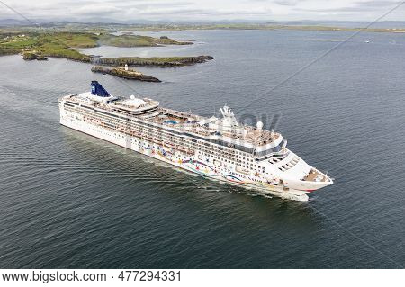 Killybegs, Ireland - May 16 2023: The Norwegian Star Leaving After Visiting Killybegs