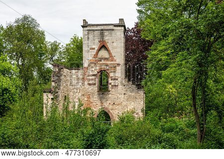 House Of The Templers In Public Park At The River Ilm In Weimar, Thuringia, Germany. Ruins Of The Fo