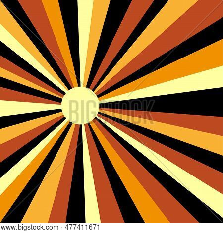 Brown Sunburst Pattern Background. Sunburst With Rays Background. Brown Radial Background. Vector Il