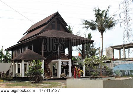 Jakarta, Indonesia-23 April 2023 : Monument Taman Mini Indonesia Indah Anjungan Gorontalo