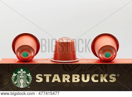 Bologna - Italy - May 23, 2023: Starbucks Single Origin Coffee Columbia By Nespresso.
