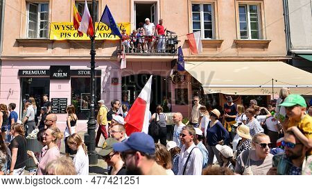 Warsaw, Poland. 4 June 2023. Hundreds Of Thousands March In  Anti-government Protest To Show Support