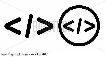 Coding Icons Set. Html Code Programming Vector Sign For Computer Software Or Web Development. Embed 