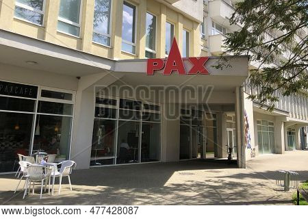 Architecture In The Spa Town Of Trenčianske Teplice, Slovakia. Spa Hotel Pax. May 1, 2023.
