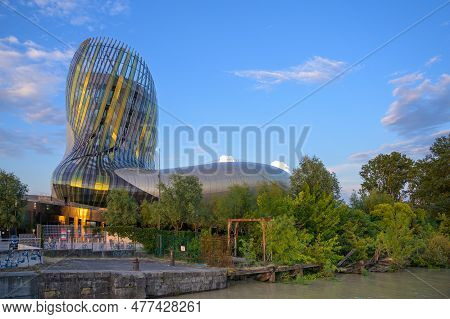 Bordeaux, Frane - June 05, 2023: La Cite Du Vin, The Wine Museum Of Bordeaux Near To Garonne River.