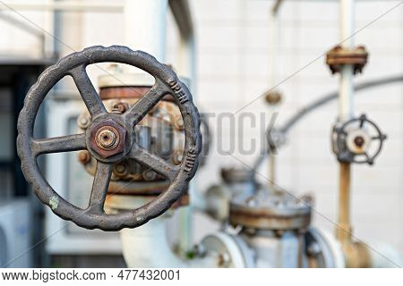 Butterfly Valve Is Damaged By Rust. Valve Is Used In Industrial Work. Water Supply Station Inspects