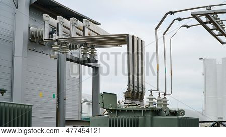 Busbar High Voltage. The High-voltage Switch, High Voltage Element Of The Cell, An Electrical Isolat