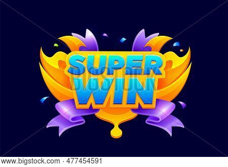 Game Win Popup Banner. Gambling Jackpot Victory Screen Or Icon, 2d Arcade Rating Achievement Ui Vect