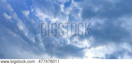 Blue Sky And White Cloud Clear Summer Sun Set View, Clouds Cape, Sunlight, Light, Air, Bright, Heave