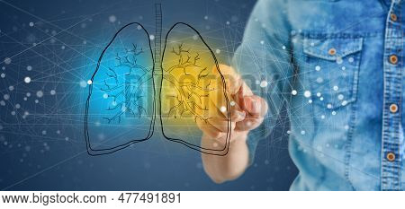 Artificial Intelligence In Smart Healthcare Hospital Technology Concept. Ai Biomedical Algorithm And