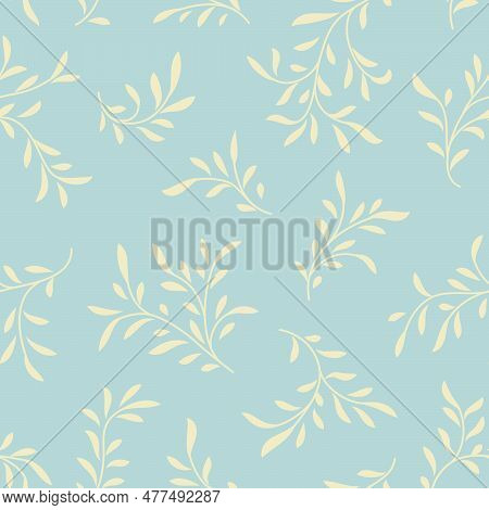 Floral Seamless Pattern. Branch With Leaves Ornamental Texture. Flourish Nature Summer Garden  Textu