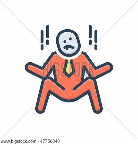 Color Illustration Icon For Crazy Insane Mad Maniac Raving Demented Infuriated Person Silly