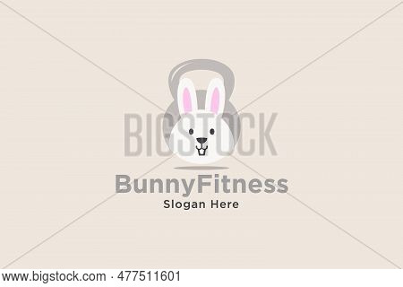 Bunny Fitness Logo Design Template Element Vector Suitable For Fitness Business Kids Vector