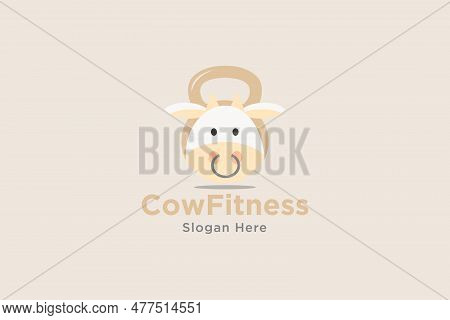 Cow Fitness Logo Design Template Element Vector Suitable For Fitness Business Kids Vector