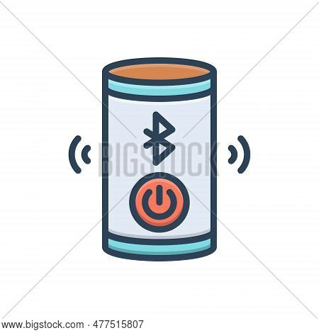 Color Illustration Icon For Activated Operate Switch-on Bluetooth Connected Audio-wave Speaker Music