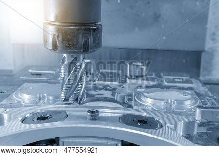 The High Precision Automotive Parts Milling Process On Cnc Milling Machine With Rough Cutter Tool. T