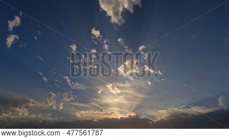 Nice Yellow, Blue And Orange Light Sunrise Clouds Cloudscape - Photo Of Nature