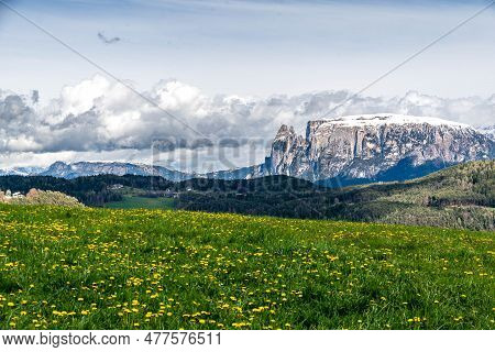 An Impressive Background Of The Beautiful And Typical Mountain Landscape Of South Tyrol And Part Of 