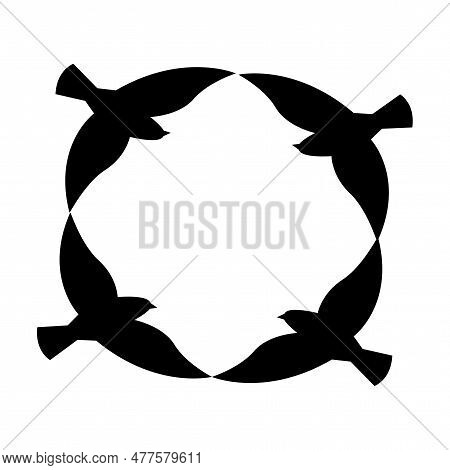 Pigeon Silhouettes. Vector Flying Doves. Pigeons In A Circle Nearby. Vector Illustration. Stock Imag