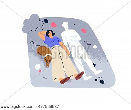 Missing Departed Dead Husband, Lost Left Love Partner. Sad Woman Recollecting, Remembering, Imaginin