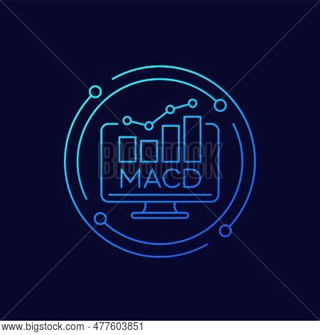 Macd Trading Indicator Icon, Linear Vector Design