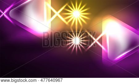 Techno Neon Triangles With Light Effects In The Dark