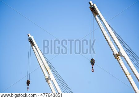 Container Terminal, With Cranes, In A Commercial Port