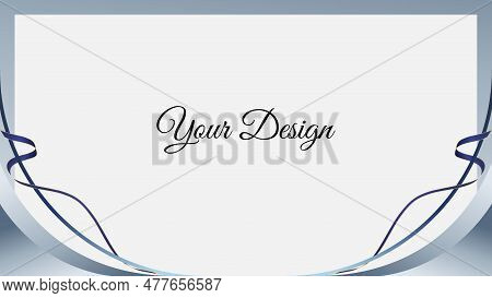 Plain Design For A Certificate With A Gradient Gray Color And A Dark Blue Ribbon With An Empty Space