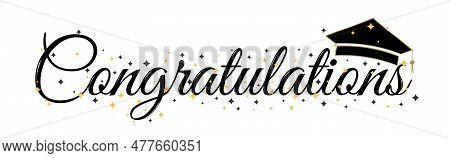Congratulation Vector Design With Blue And Gold Star Elements And Latin Font Along With Graduation C